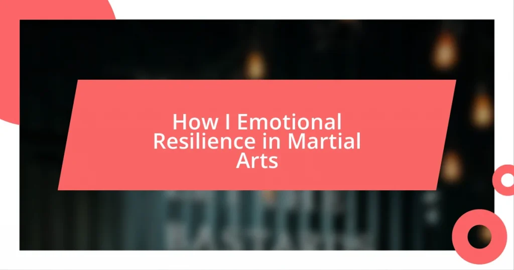 How I Emotional Resilience in Martial Arts