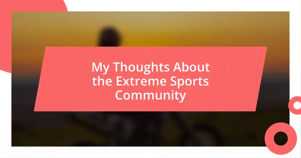 My Thoughts About the Extreme Sports Community