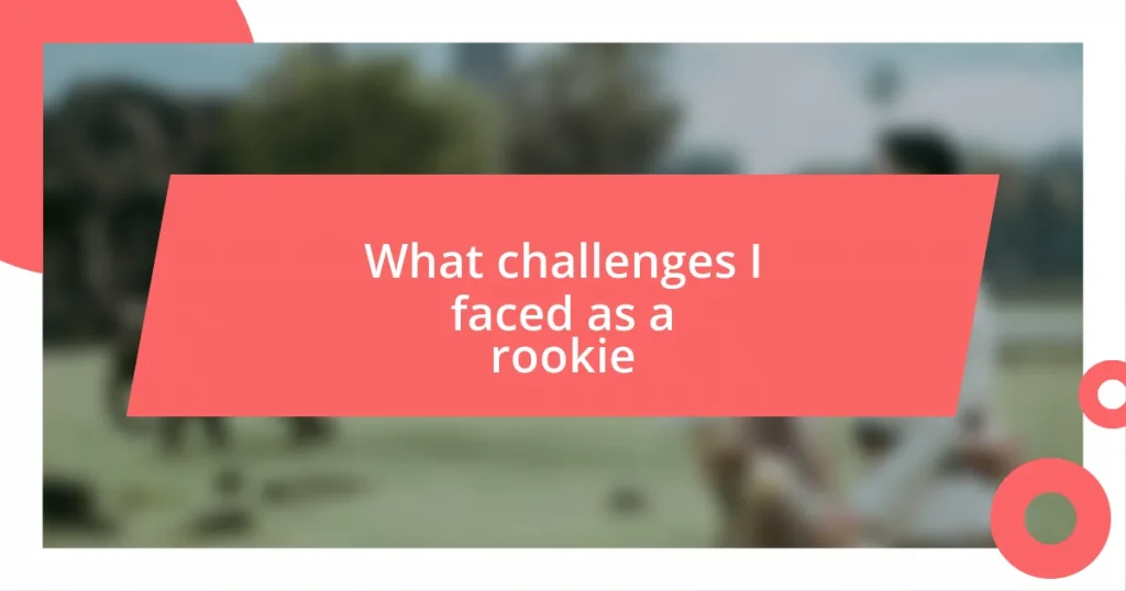 What challenges I faced as a rookie